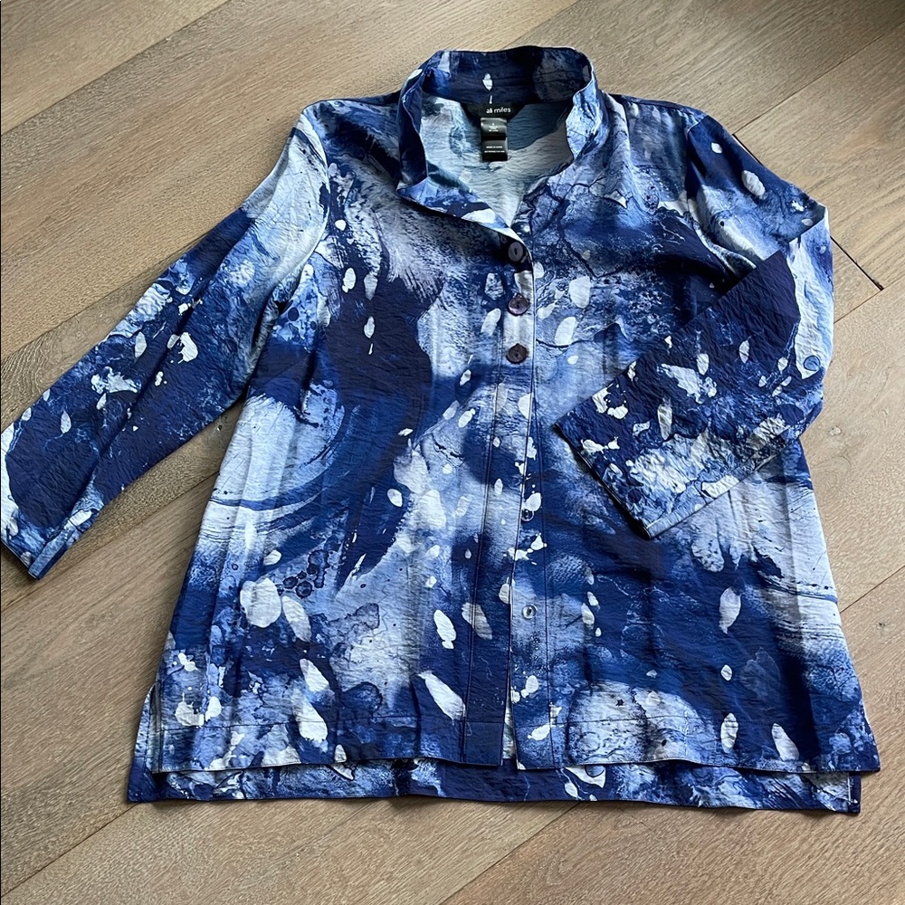 Blue and White Button-Up Shacket